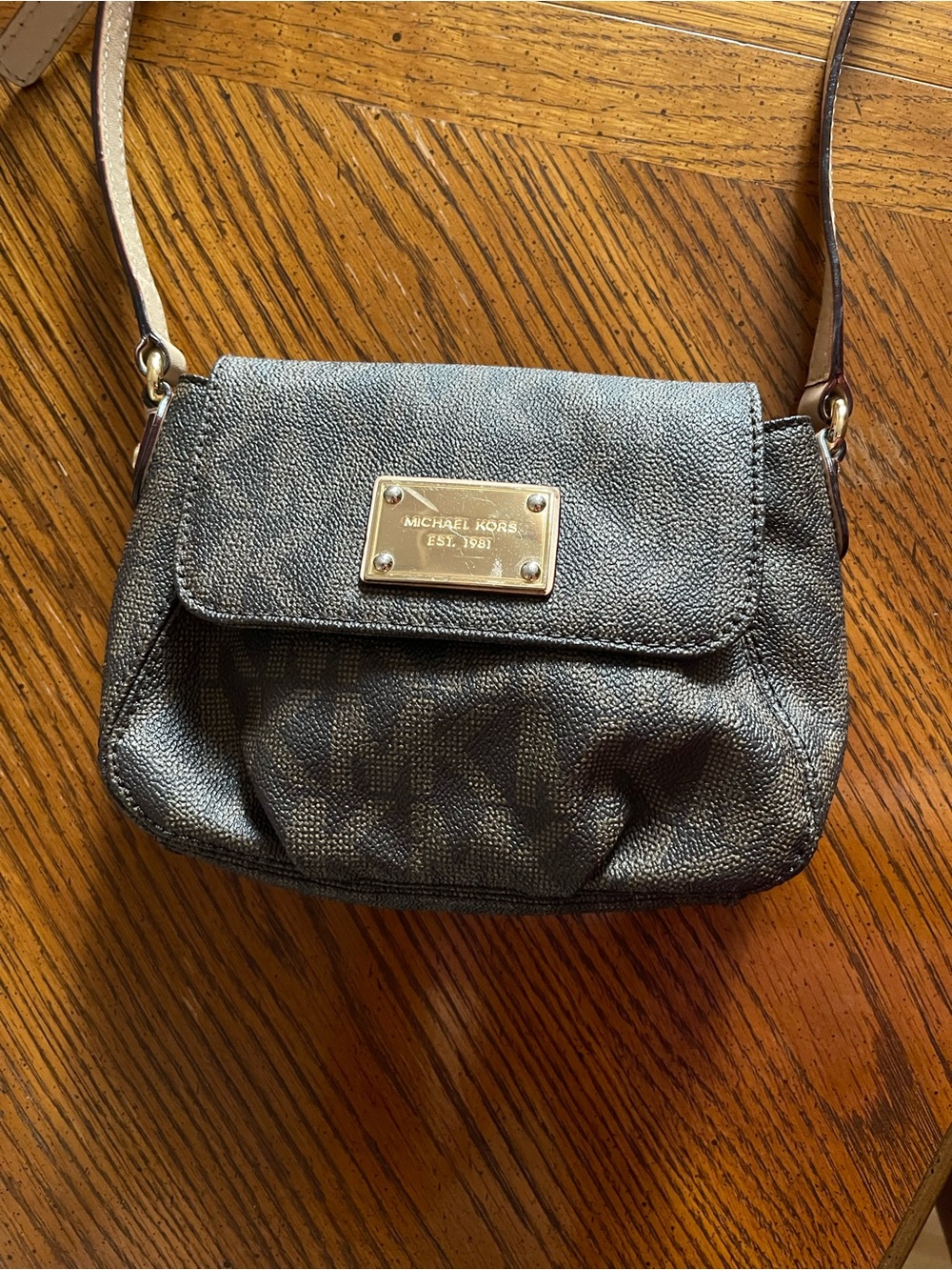 Michael Kors Crossbody with Gold tone logo.
